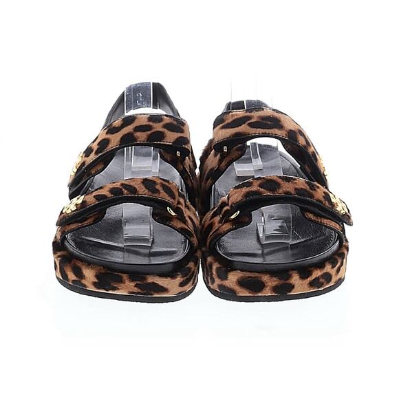 NEW Tory Burch Kira leopard sandals Calf hair Brown 9 - Picture 3 of 3
